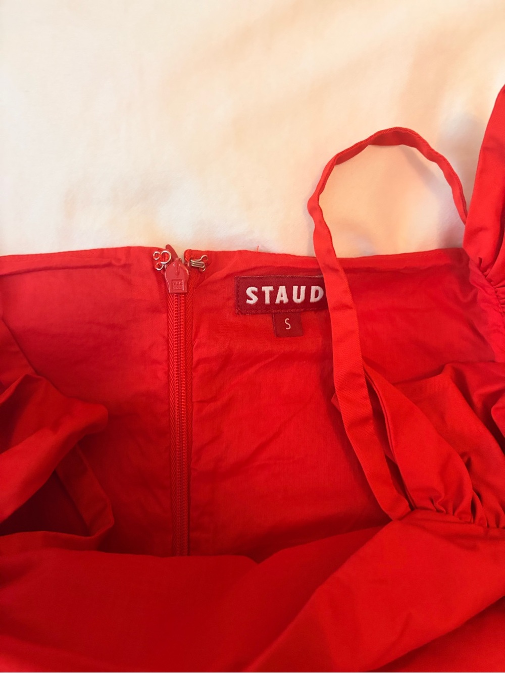 STAUD Red Ruffle-Shoulder Mini Dress - Picture 5 of 6